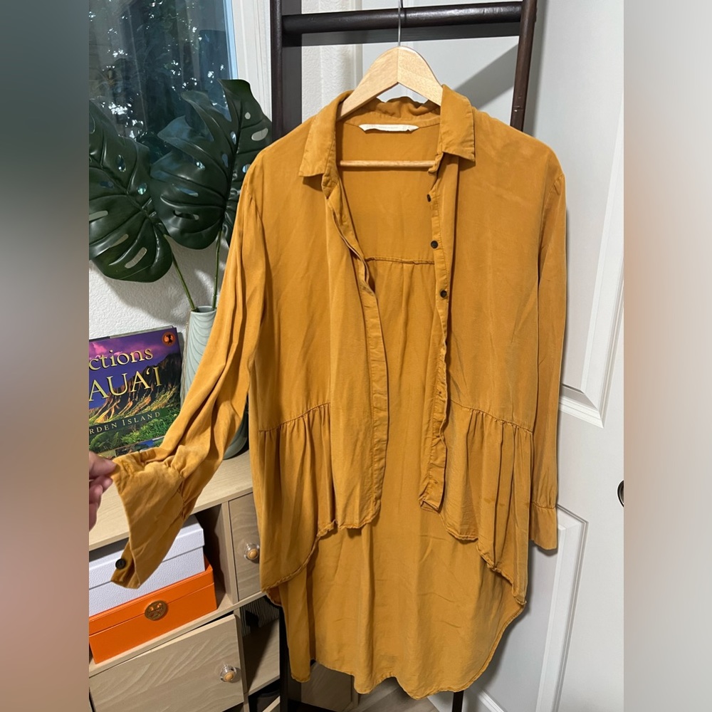 ZARA Asymmetrical Button Down Shirt Dress